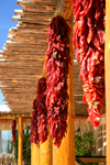 Chile Ristras usually frequently adorn patios and buildings in the Southwest. Michael Hayes